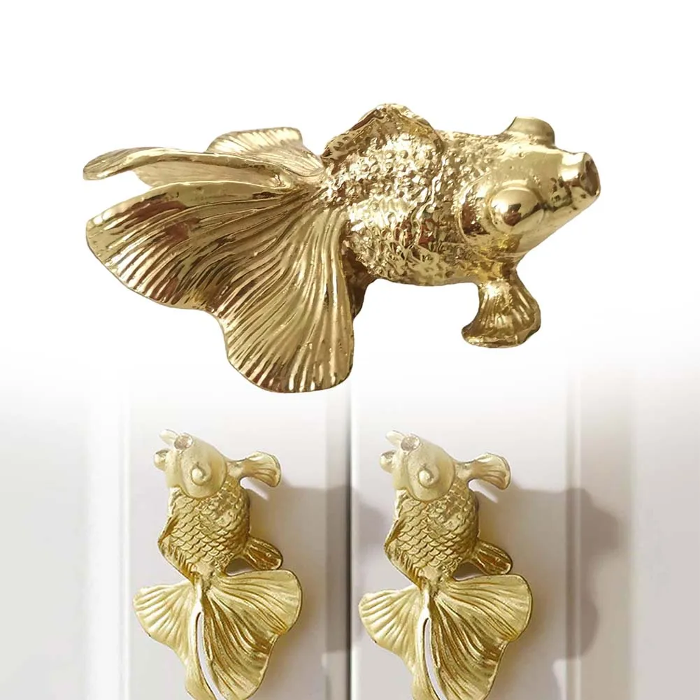 1 buah tombol ikan mas kuninga - Unique Furniture Hardware Pulls ulasan dan harga