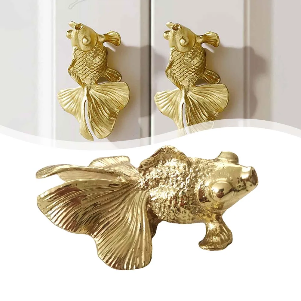 1 buah tombol ikan mas kuninga - Unique Furniture Hardware Pulls ulasan dan harga